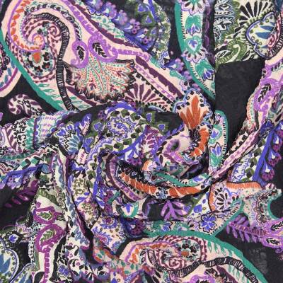 Floral print stretch fabric - black