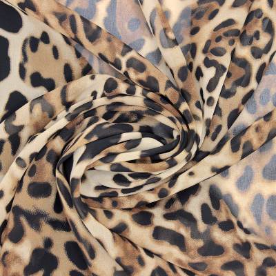 Leopard print polyester voile - brown