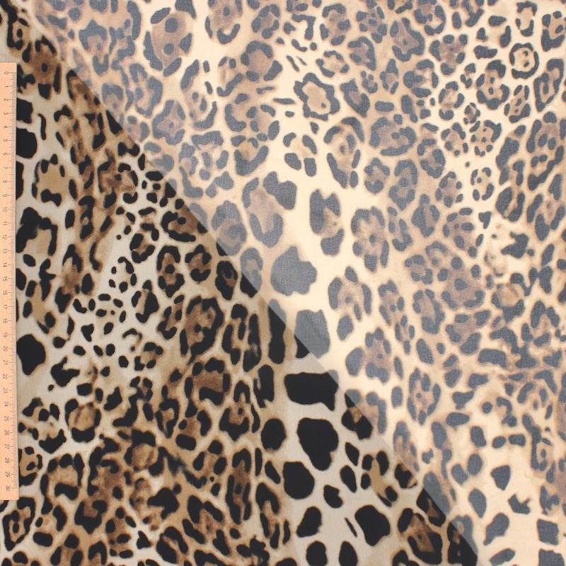 Leopard print polyester voile - brown