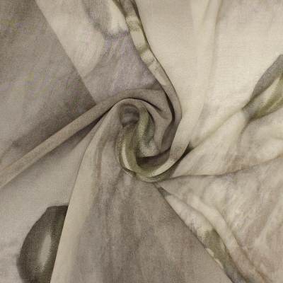 Floral printed crepe voile - khaki