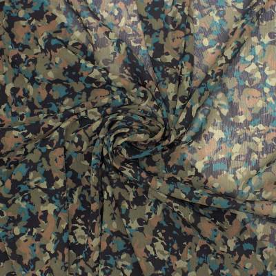 Voile polyester imprimé camouflage