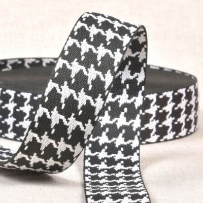 Band van polyester houndstooth - zwart