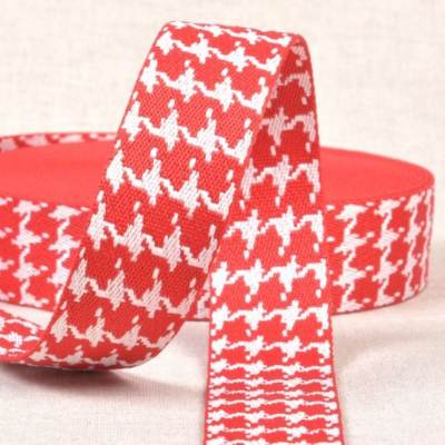 Sangle polyester pied de poule - rouge