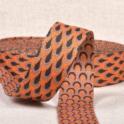 Peacock pattern polyester webbing - orange