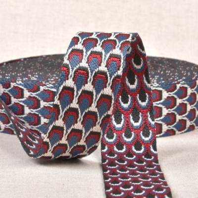 Peacock pattern polyester webbing - duck blue