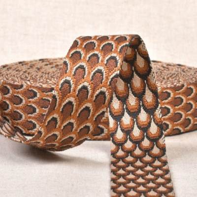 Peacock pattern polyester webbing - brown