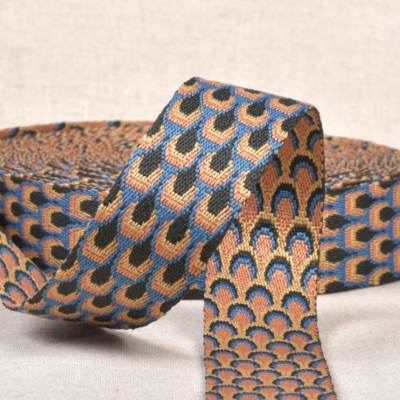 Peacock pattern polyester webbing - jeans