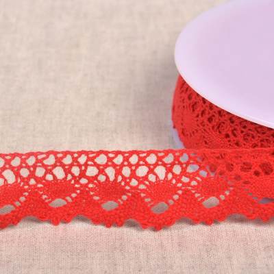 Cotton lace ribbon- red