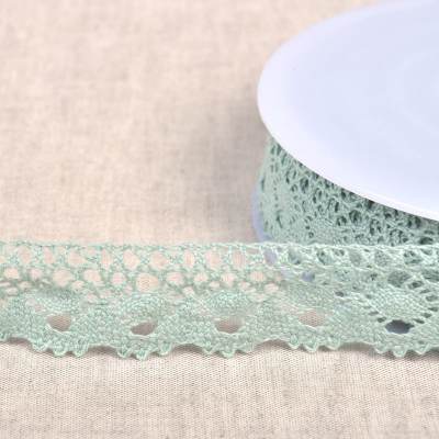 Cotton lace ribbon - almond green