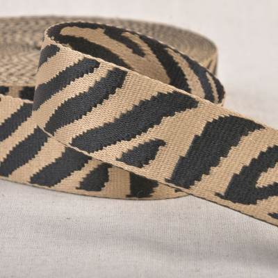 Zebra pattern polyester webbing - beige