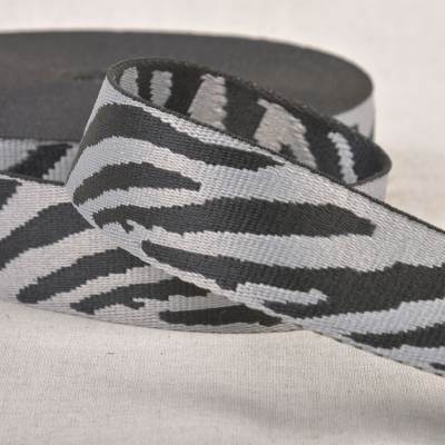 Sangle polyester motif "zèbre"- gris