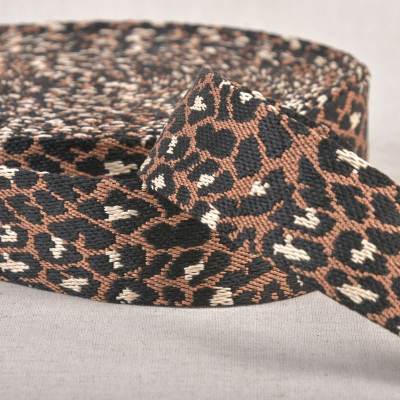 Leopard’ pattern polyester webbing - coffee