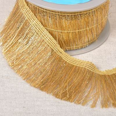 Iridescent fringe ribbon - gold