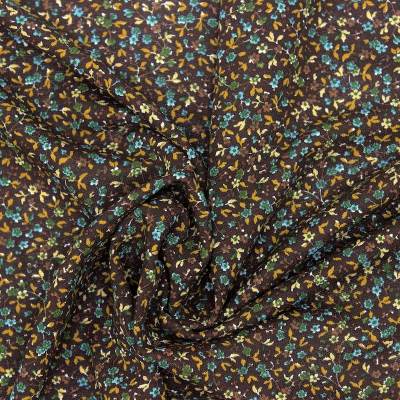 Flower print knitted fabric - brown