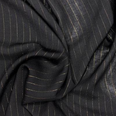 Viscose fabric with lurex stripes - black