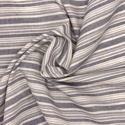 Striped cotton and viscose fabric - ecru and grey