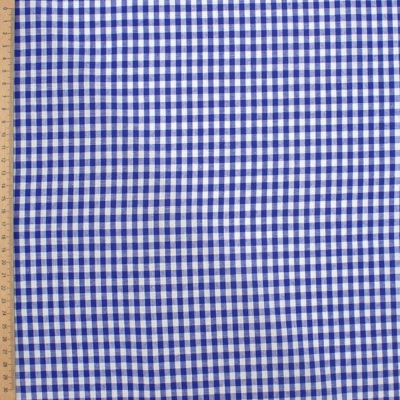 100% cotton gingham fabric - blue and white