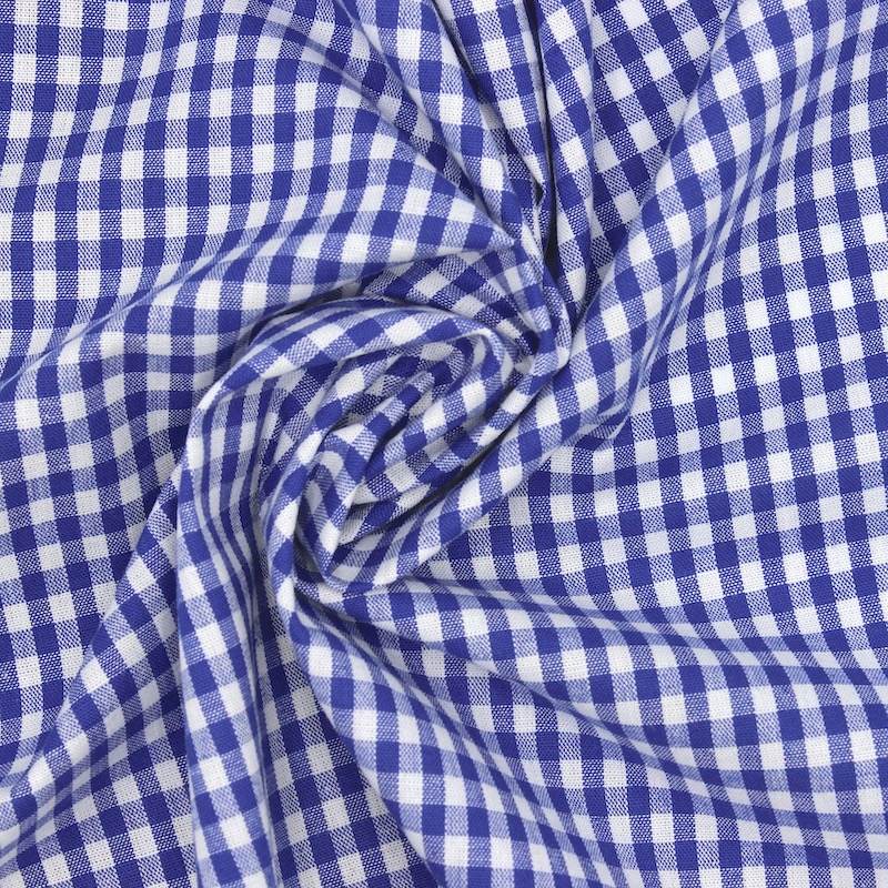 100% cotton gingham fabric - blue and white