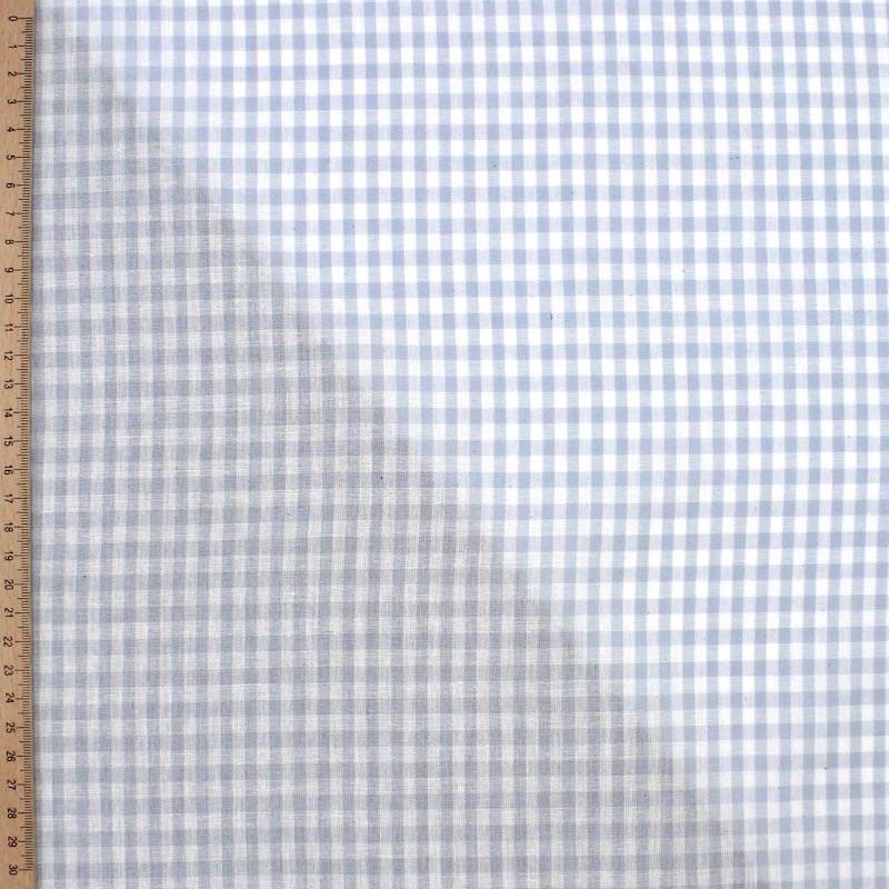 100% cotton gingham fabric - sky blue and white