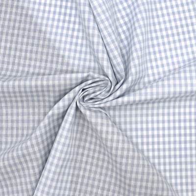 100% cotton gingham fabric - sky blue and white