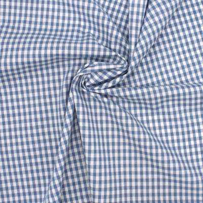 100% cotton gingham fabric - denim blue and white