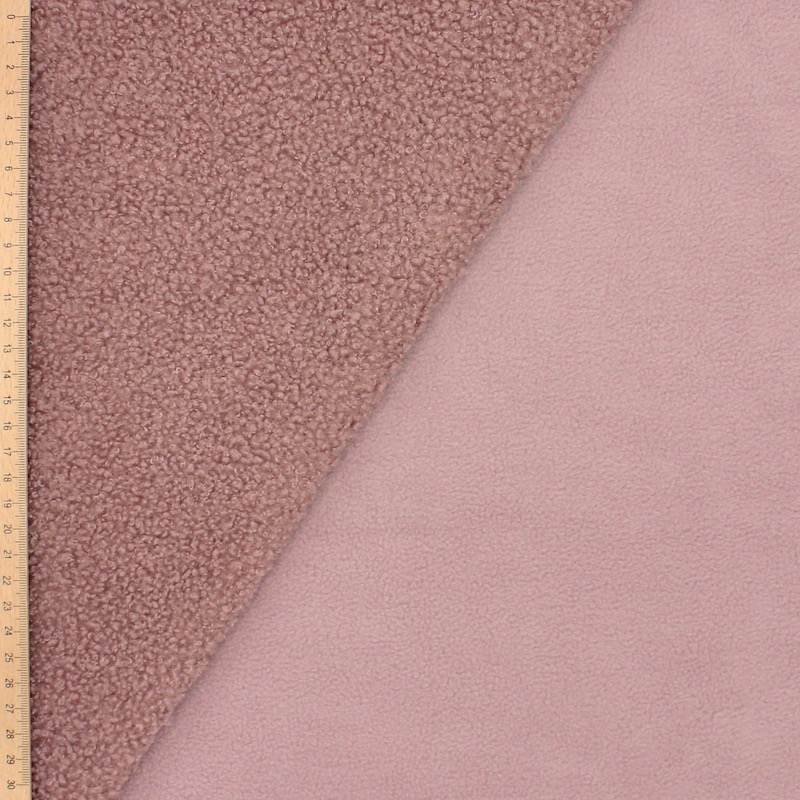 Tissu bouclette envers polar - vieux rose