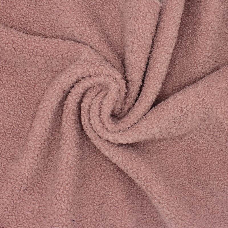 Tissu bouclette envers polar - vieux rose