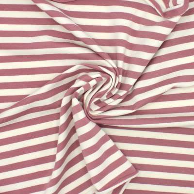 Striped French terry sweatshirt fabric - old pink