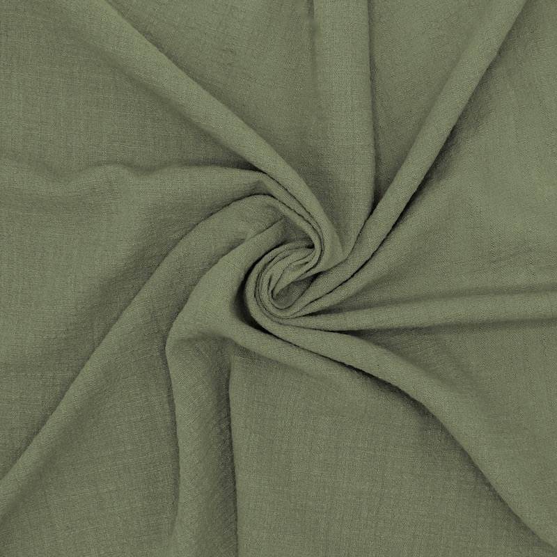 Slub linen effect cotton fabric - khaki 