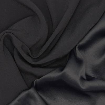 Stretch crepe fabric with satin backing - black