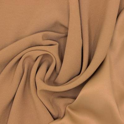 Stretch crepe fabric with satin backing - beige