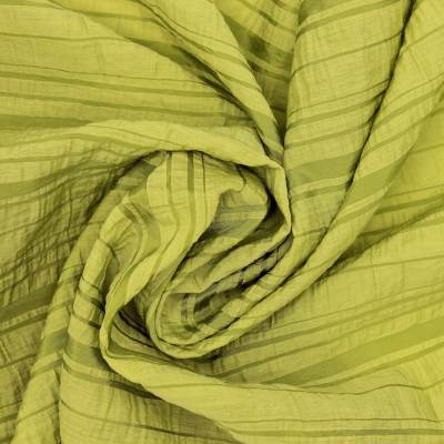 Striped cotton and polyester voile - anise green