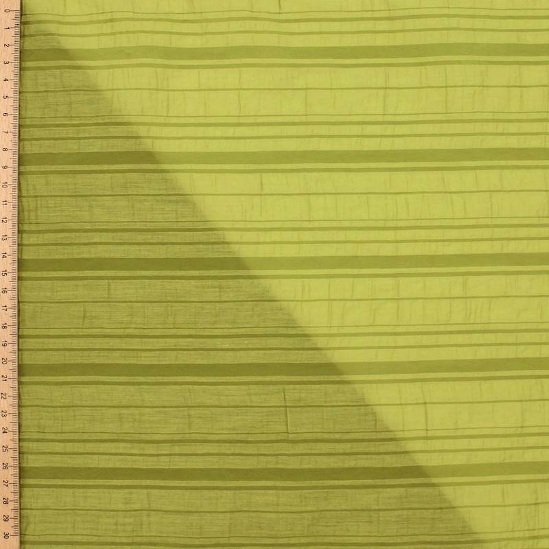 Striped cotton and polyester voile - anise green