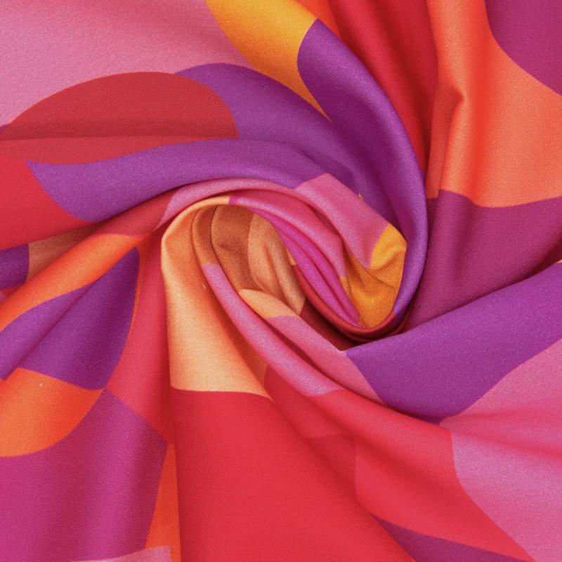 Cotton satin fabric with graphic prints - multicolored