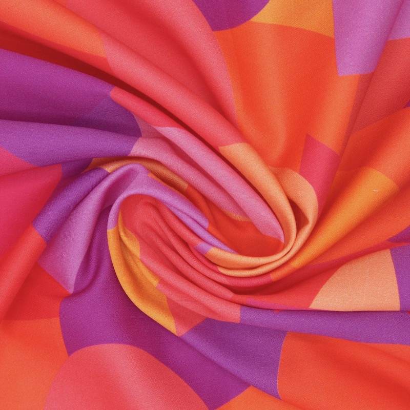 Cotton satin fabric with graphic prints - multicolored