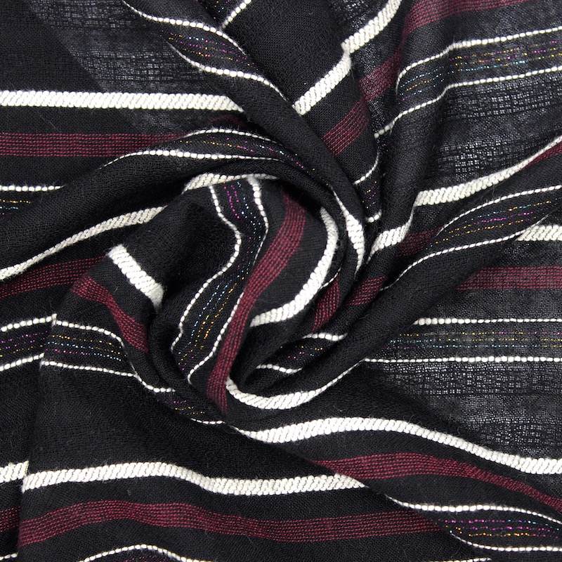 Voile jacquard à rayures- noir