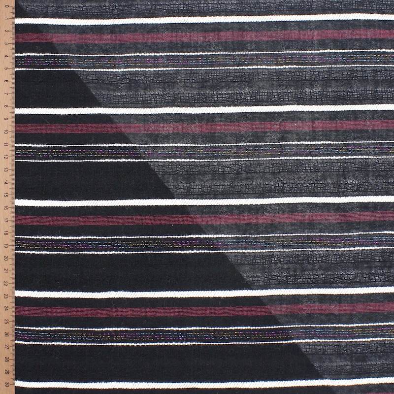 Striped jacquard voile - black