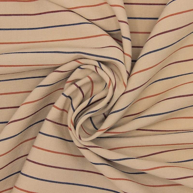 Striped viscose and cotton fabric - beige 