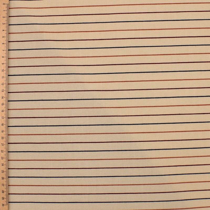 Striped viscose and cotton fabric - beige 