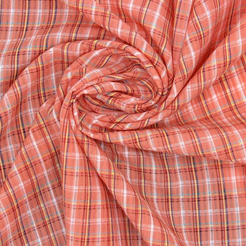 Checked cotton voile - salmon