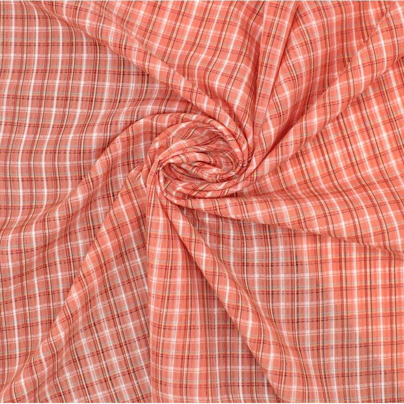 Checked cotton voile - salmon