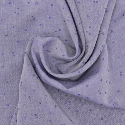 Viscose and cotton fabric with fancy dots - denim blue