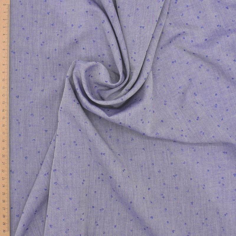 Viscose and cotton fabric with fancy dots - denim blue