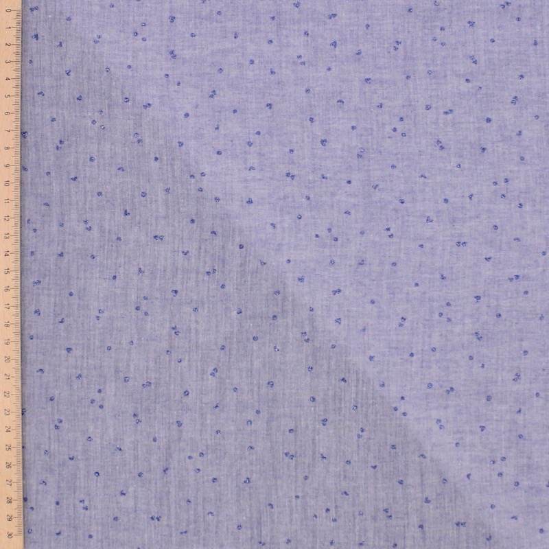 Viscose and cotton fabric with fancy dots - denim blue