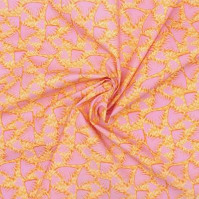 Wings printed cotton poplin - pink and yellow