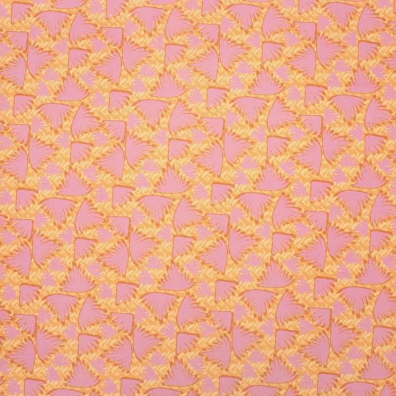 Wings printed cotton poplin - pink and yellow