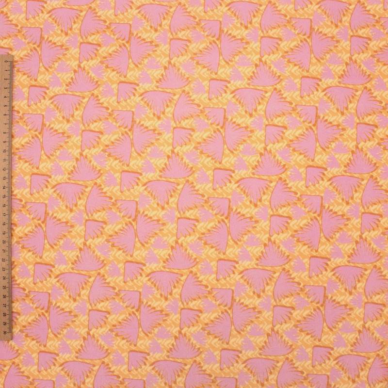 Wings printed cotton poplin - pink and yellow