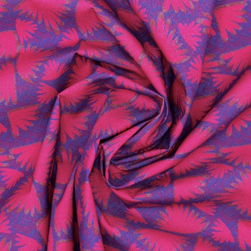 Wings printed cotton poplin - fuchsia and mauve