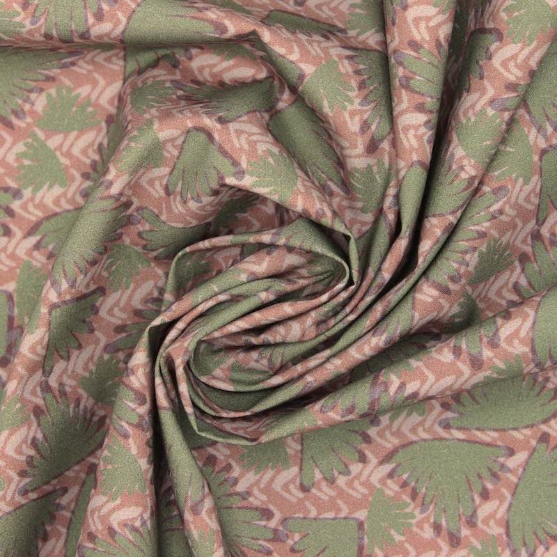 Wings printed cotton poplin - khaki and beige