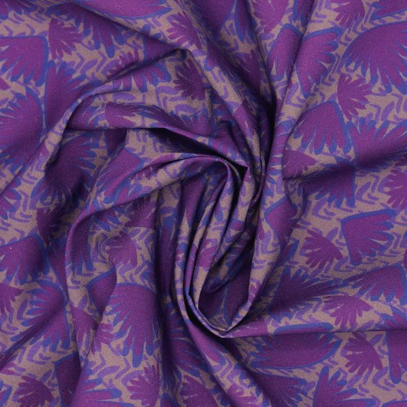 Wings printed cotton poplin - mauve